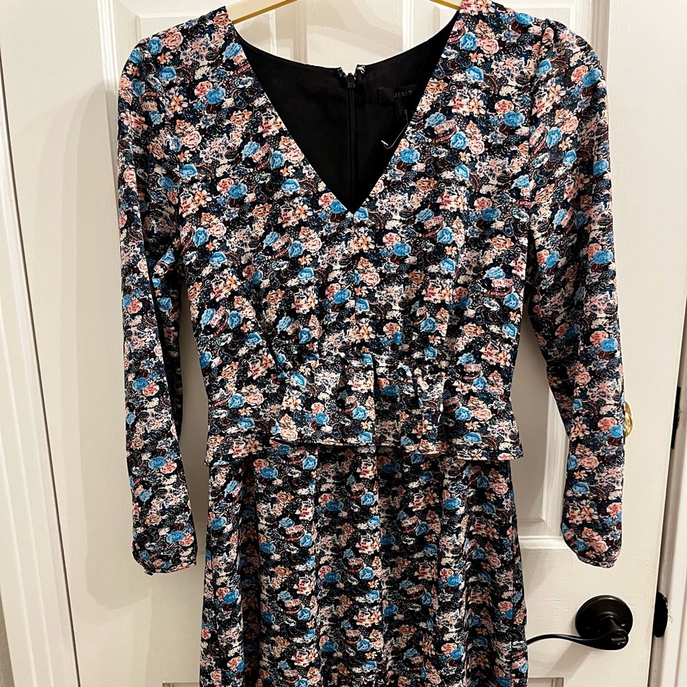 J Crew Floral V Neck Midi Dress Size 2 - Picture 10 of 13